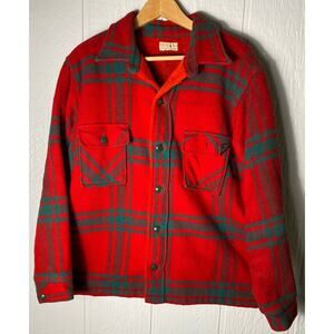 Vintage G Fox & Co. Plaid Field Jacket Fleece Lined- Red/ Green (XL?)